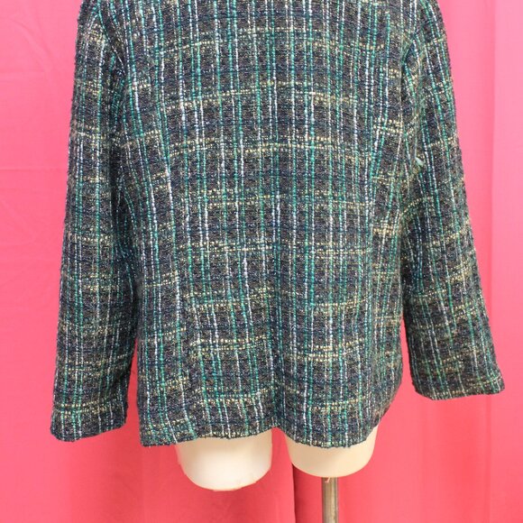 #565B Chico's Cool-Toned Plaid Dress Jacket Size 3 (16) - Picture 6 of 11